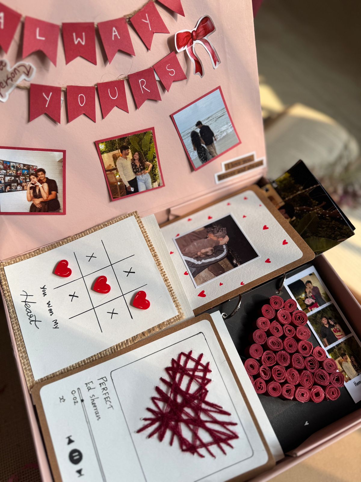 Luxury Combo gift set with handcrafted greeting cards, frame, polaroids, and decorative keepsakes.